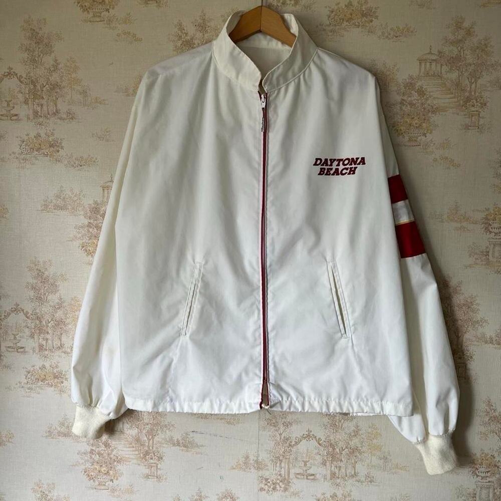 Vintage 90s Winston Daytona Beach Jacket | White & Red Racing Windbreaker | XL